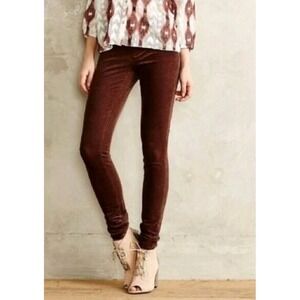 Anthropologie Pilcro and Letterpress Women Serif Velvet Skinny Pants Brown Sz 30
